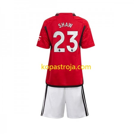Billiga Fotbollströjor Manchester United Luke Shaw 23 Barn Hemma tröja 2023/24 Kortärmad